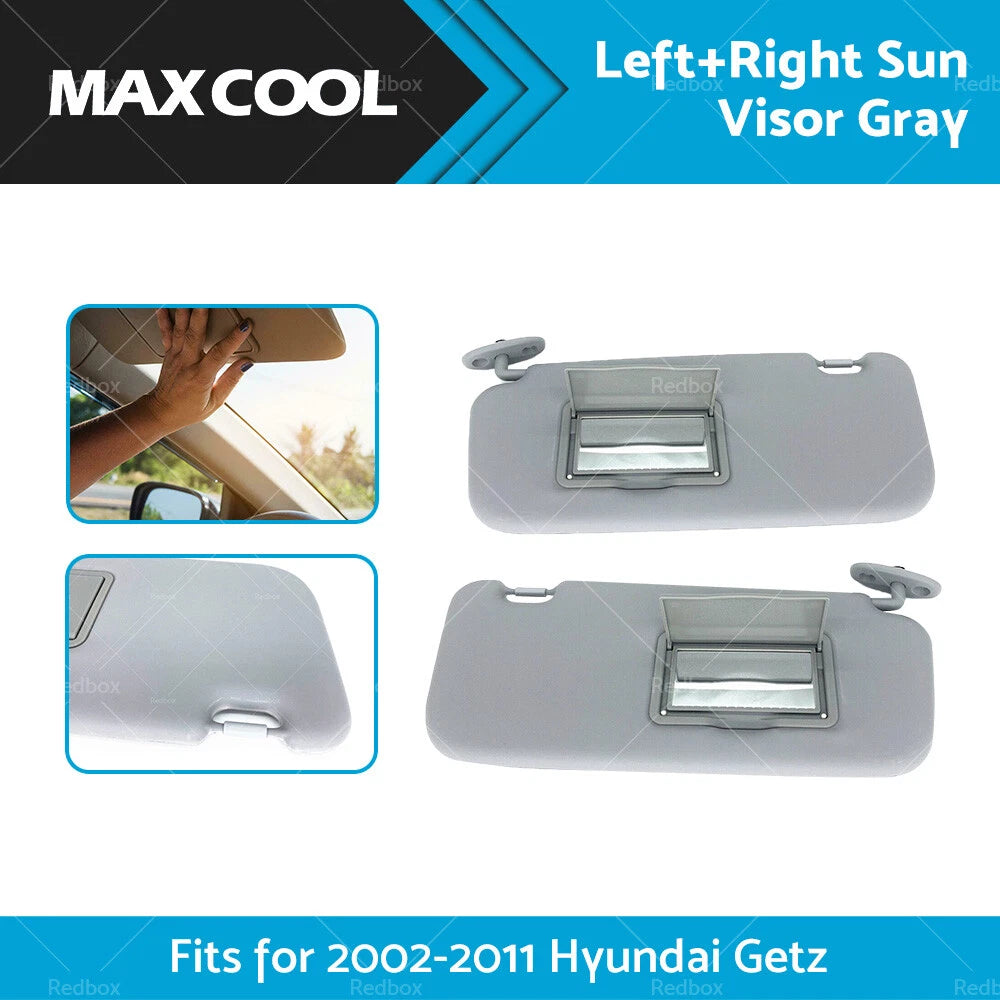 Set of 2 Sun Visors for Hyundai Getz (2002–2012) Grey