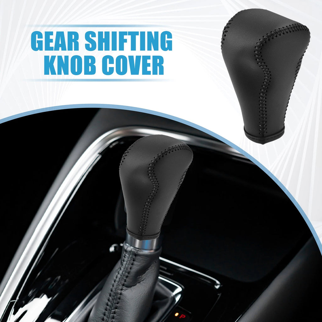 Gear Shifting Knob Cover Trim for Nissan Versa (2013–2016) Faux Leather Black