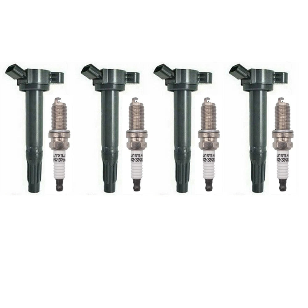 Set of 4 Ignition Coils + 4 Spark Plugs for Toyota Camry RAV4 (2010–2017)