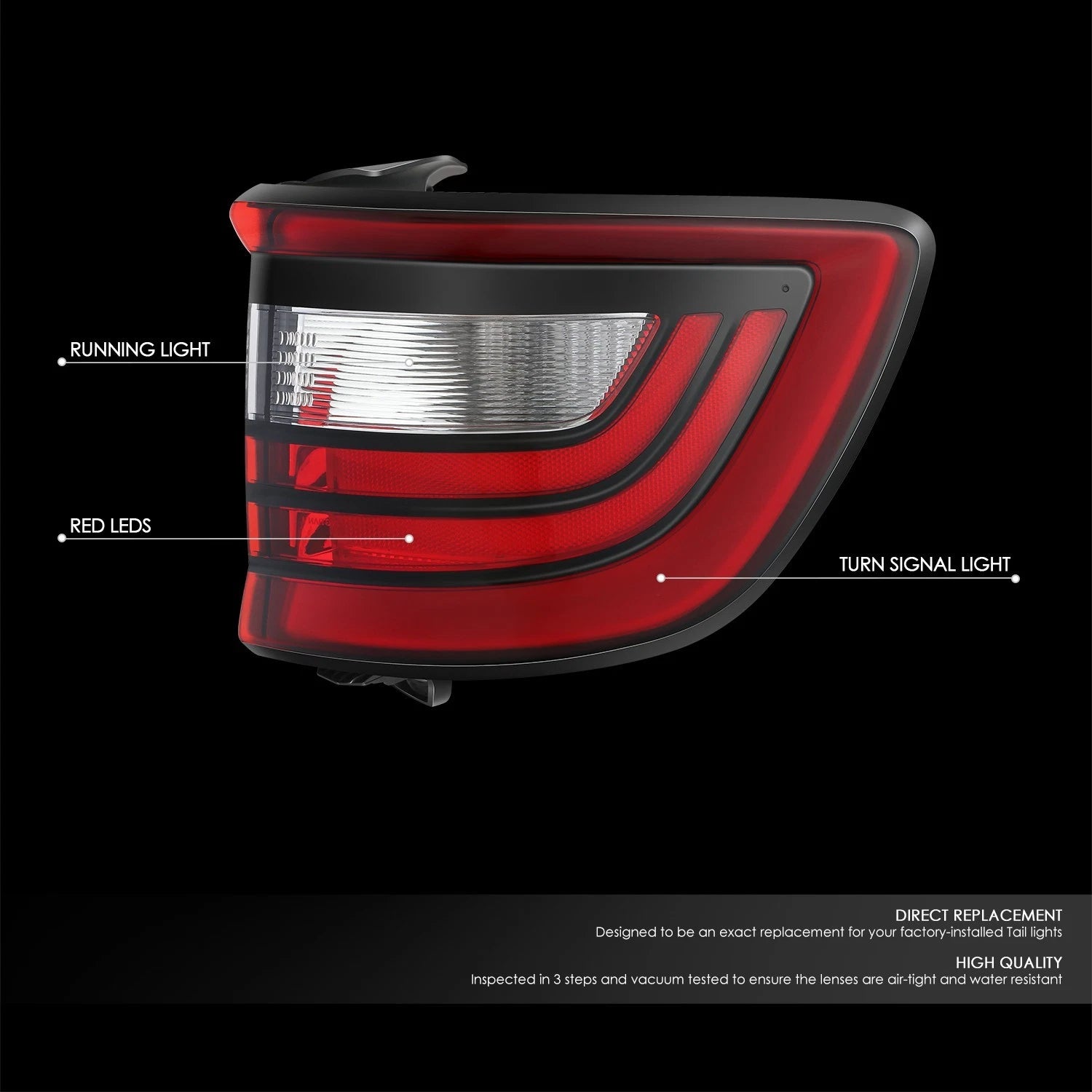 Chrome Red LED Tail Light Assembly for Dodge Durango (2014–2022)