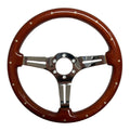 Chrome 6-Hole Steering Wheel 3-Spoke for Universal Fit (14 Inch)
