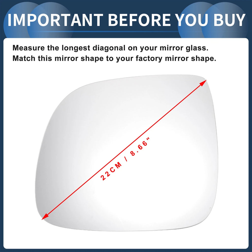 Left Side Heated White Mirror Glass for Volkswagen Touareg (2007–2010)