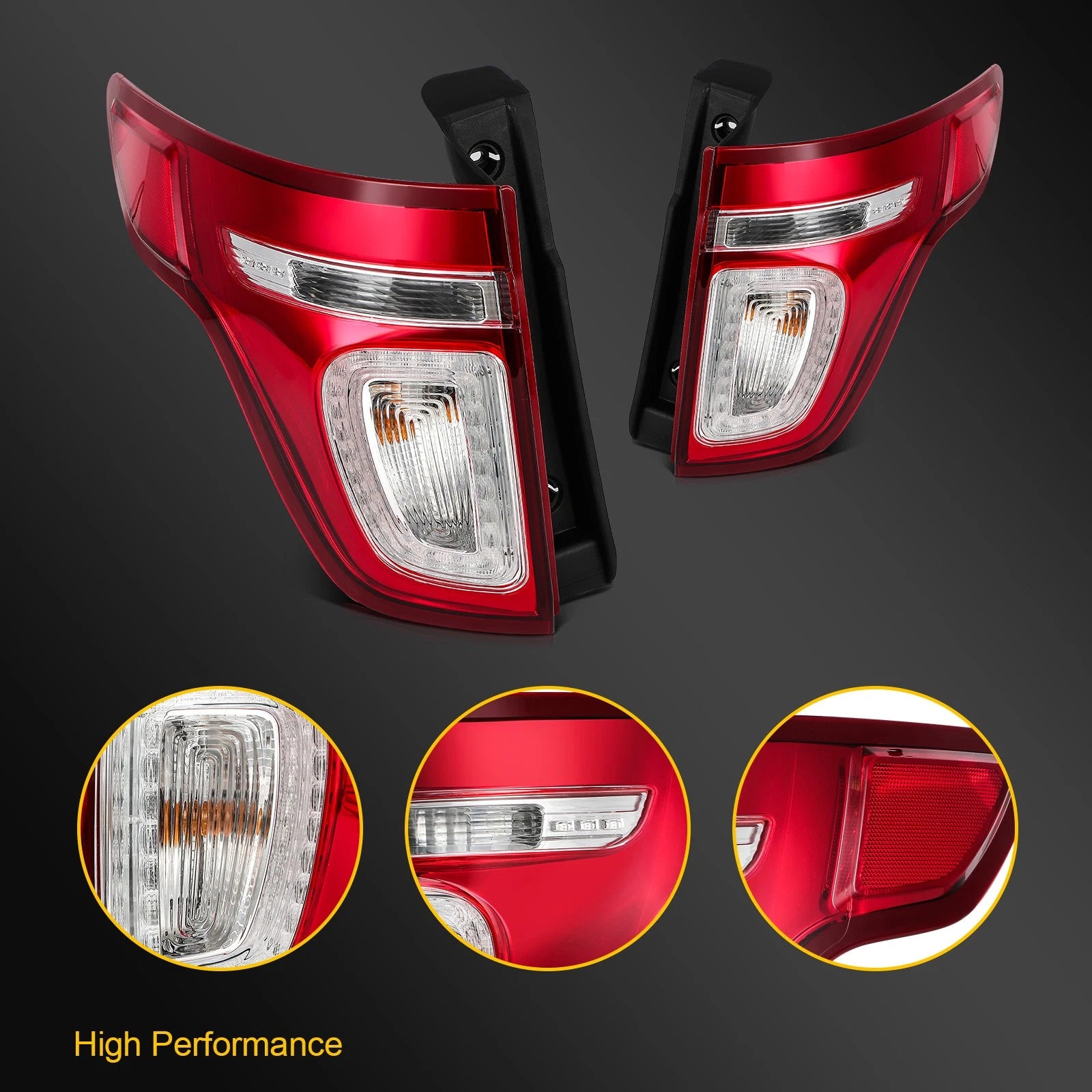 Pair LED Tail Light Assembly for Ford Explorer (2011–2015)
