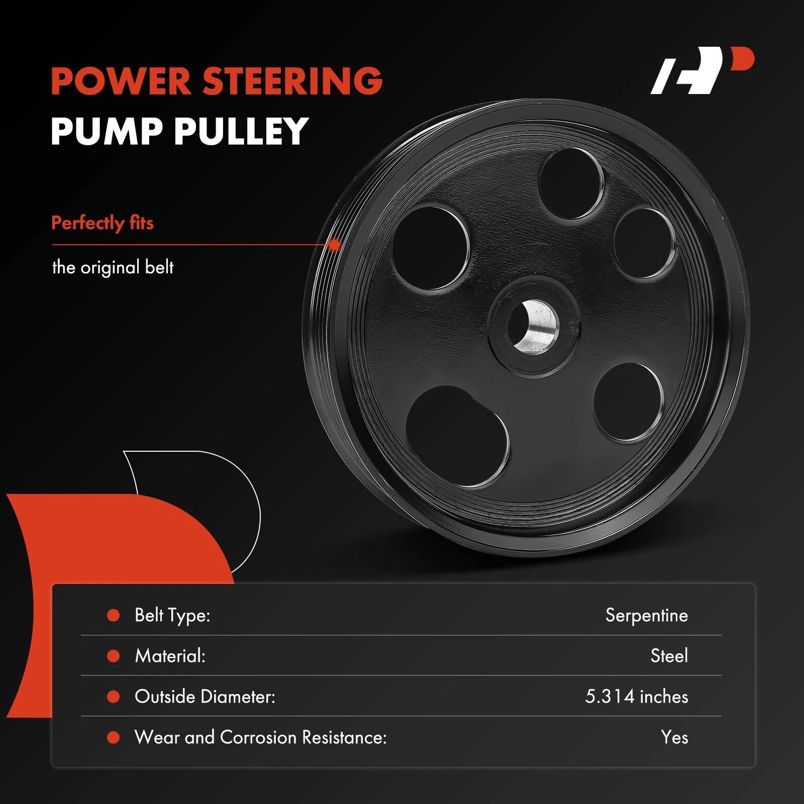 Power Steering Pump Pulley for Ford Taurus, Five Hundred, Mercury Sable (2005-2009)