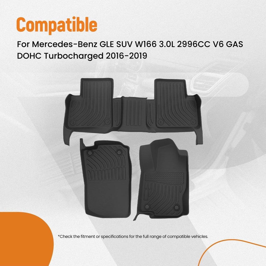 Set of 4 Black Floor Mats for Mercedes-Benz ML GLE (2012–2019) Waterproof