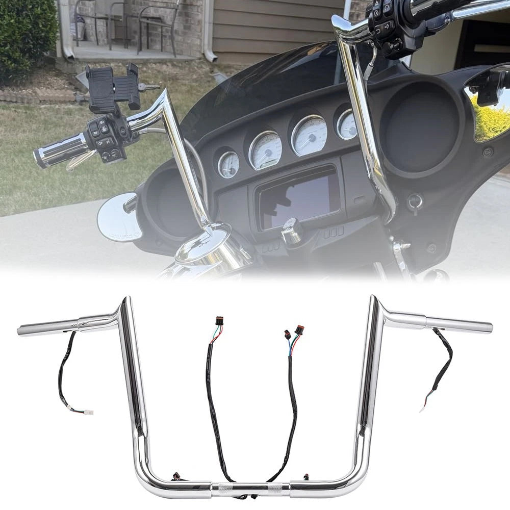 Pre-wired 14" Fat Ape Hangers for Harley Electra Glide (2014–2023)