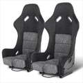 Pair Racing Bucket Seats for Universal Fit (Suede Leather, Grey)