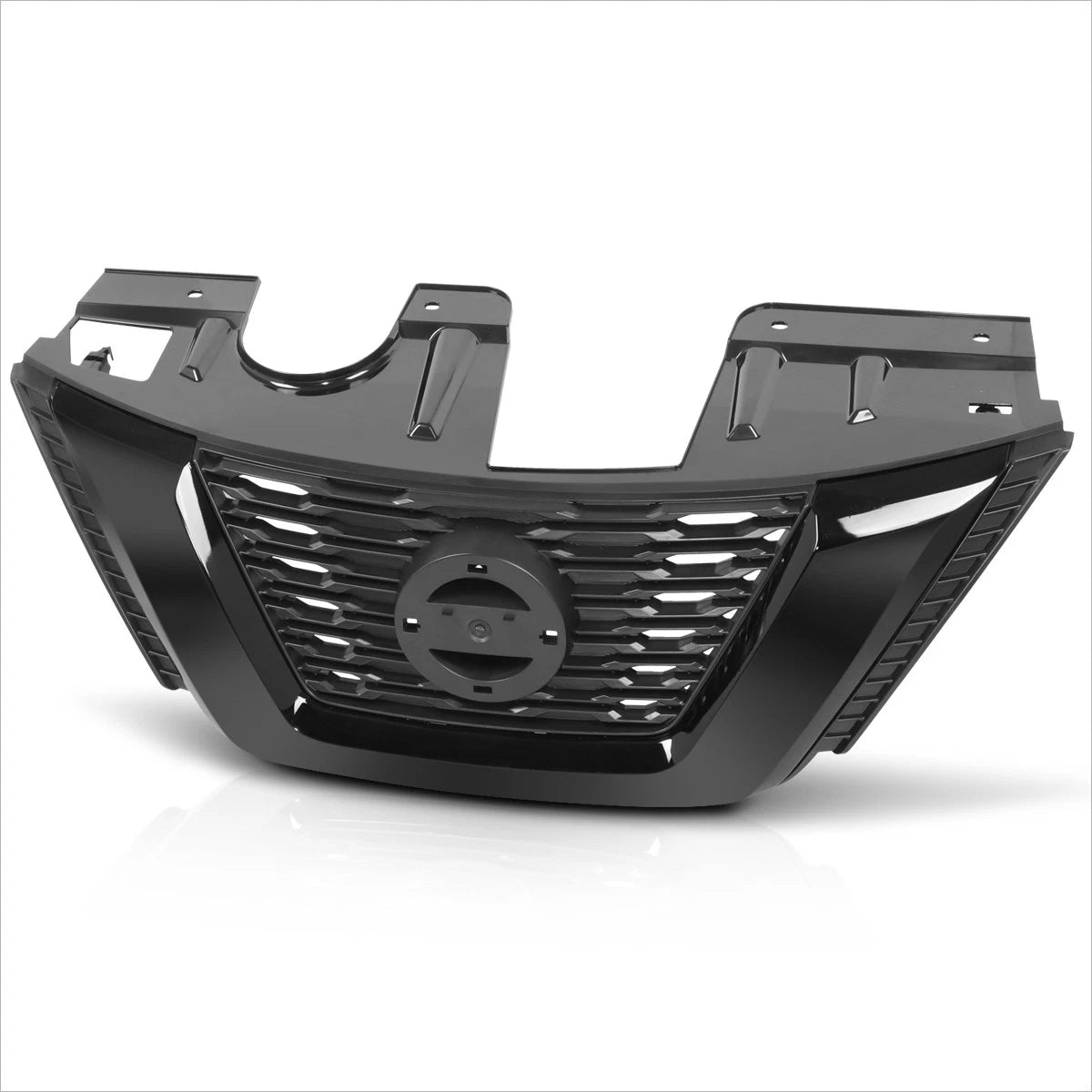 Front Hood Grille for Nissan Rogue SV (2017) w/Badge Slot, Black Trim
