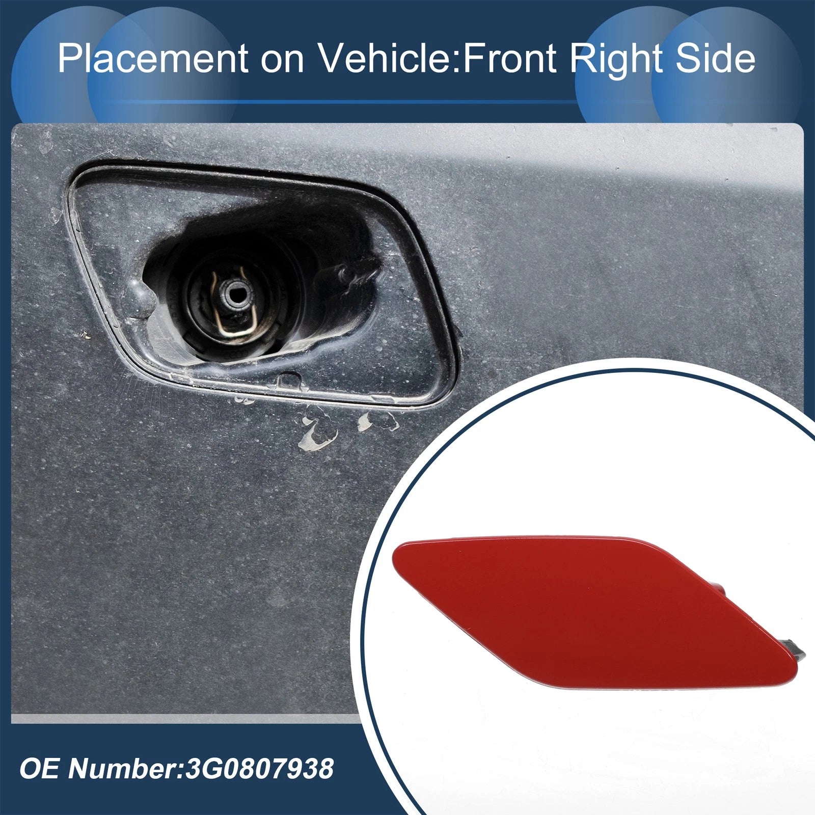 Front Right Washer Nozzle Cover Cap for Volkswagen Passat B8 (2015–2022) Red