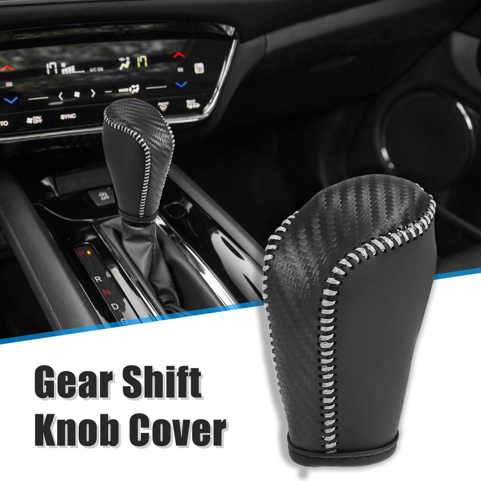 Shift Knob Cover for Mazda 3 (2014–2018) - Black with Gray Stitches