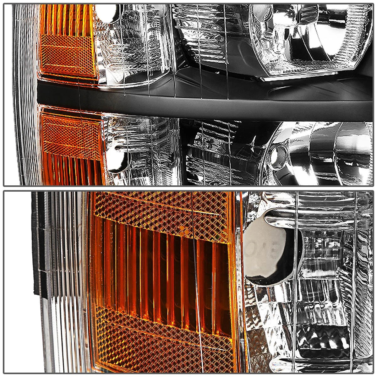 Pair of Black Housing Amber Side Headlights for Chevy Silverado (2007–2014)