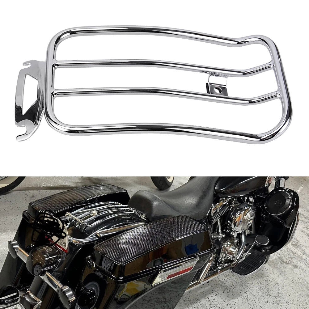 Chrome Solo Seat Luggage Rack for Harley Road King, Street Glide (1997–2015)
