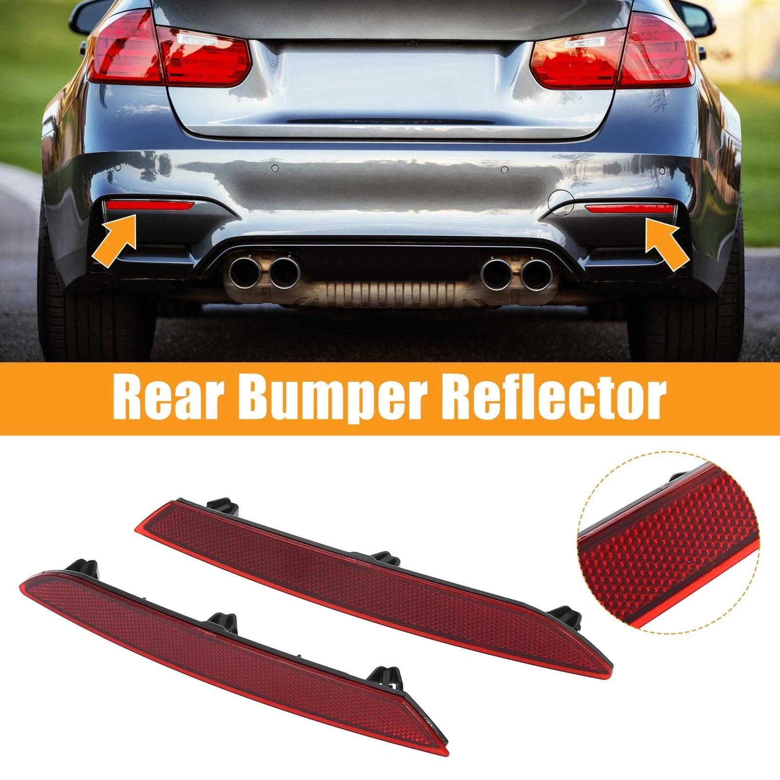 Pair Rear Bumper Reflector Strip Cover for BMW (2011–2017) 63147851577