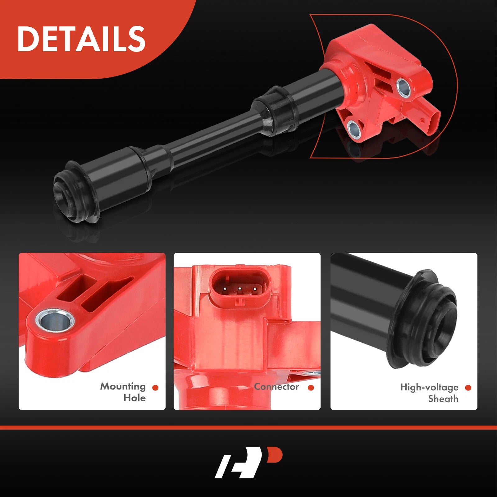 Set of 4 Red Ignition Coils for Ford Escape (2013–2016) Fusion (2013–2014) Fiesta