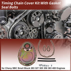 Timing Chain Cover Kit with Gasket Seal Bolts for Chevy SBC 283 (1964–1980)