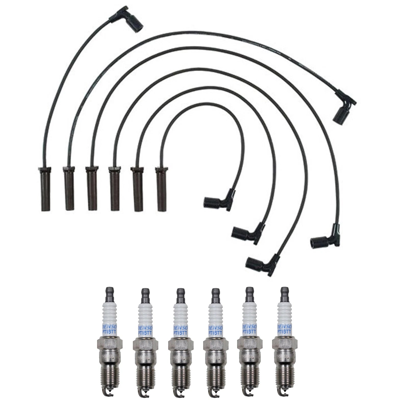 Denso 7mm Wire Set & 6 Platinum TT Spark Plugs for Chevy Pontiac 3.4L V6 (1996–2005)