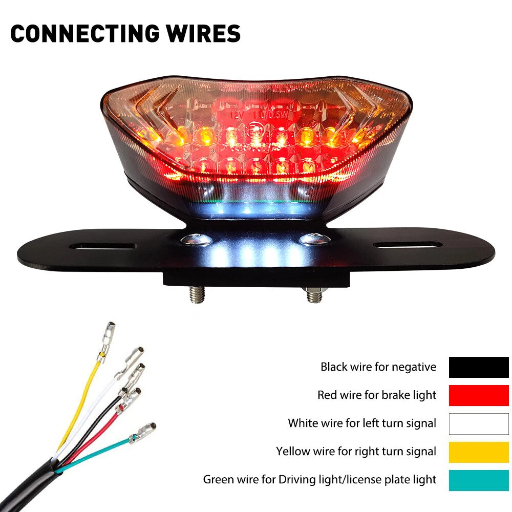 LED Turn Signals Brake Integrated License Plate Tail Light for Universal Motorcycle