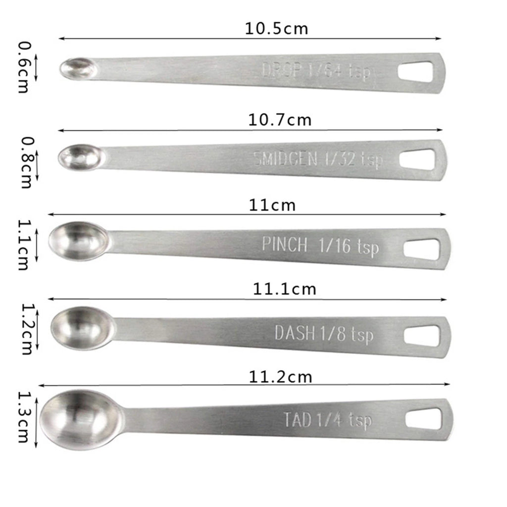 Set of 5 Stainless Steel Measuring Spoons for Kitchen Utensils