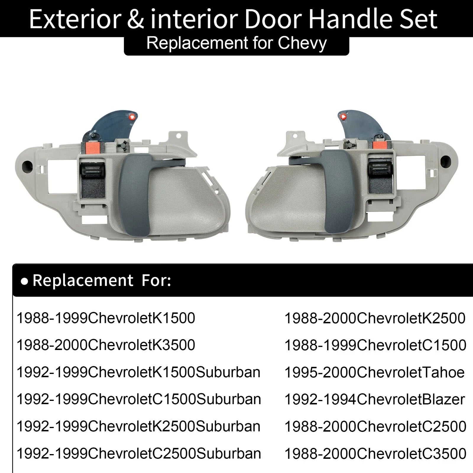 Exterior & Interior Door Handles for Chevy C/K 1500 2500 3500 Suburban (1988–2000)