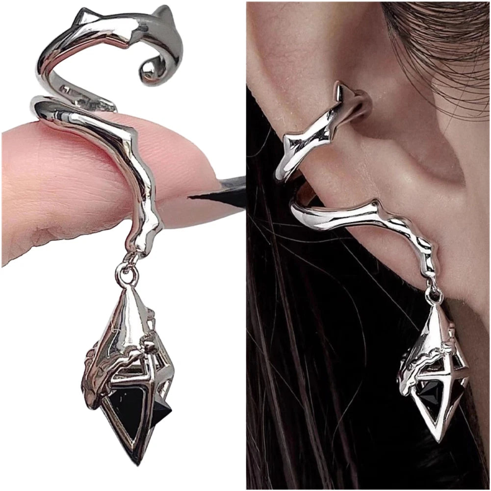 Drop Water Design Dark Zirconium Geometric Ear Cuff Earrings for Women