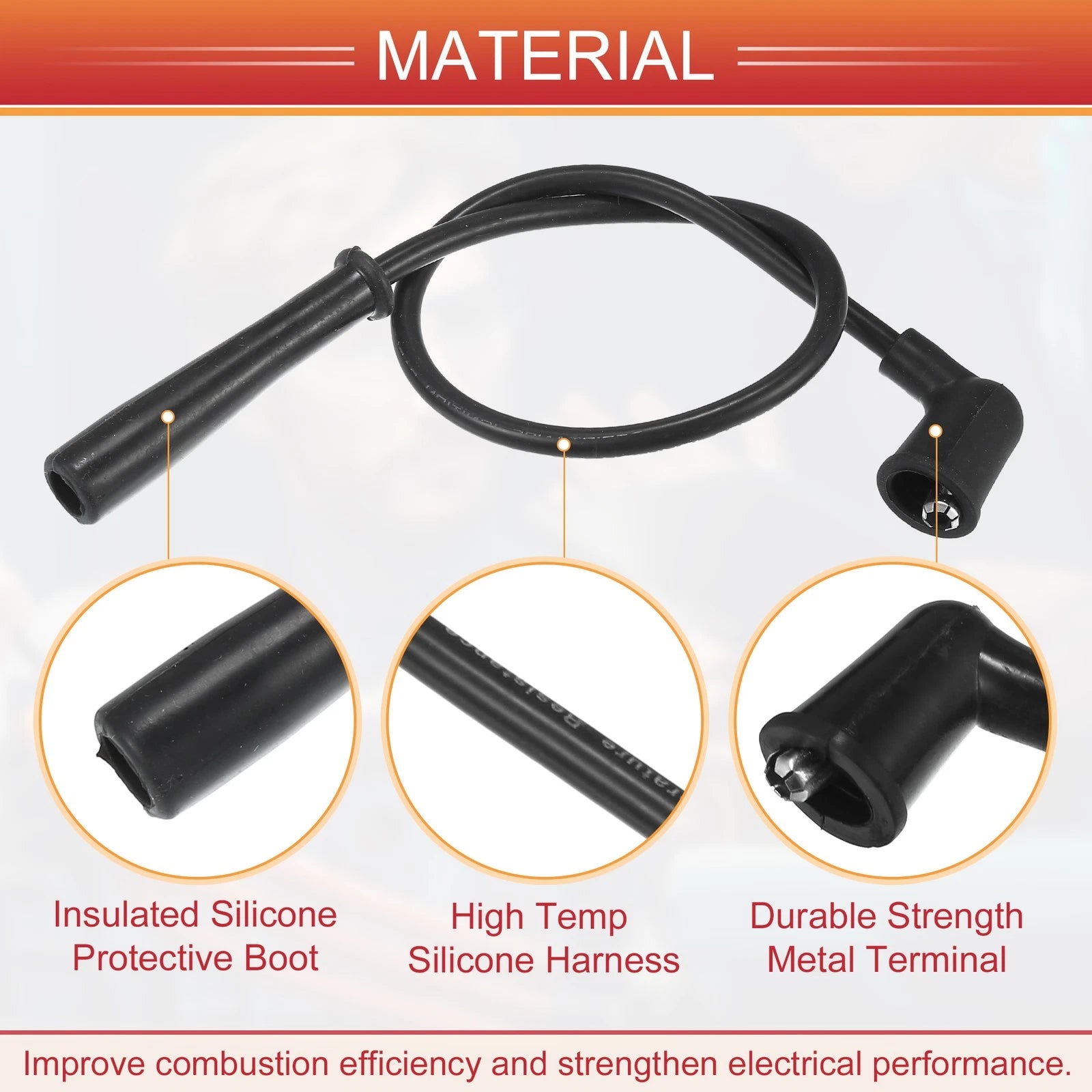 5pcs Spark Plug Wire Ignition Coil Cable No.8BU518140A for Mazda B2200 B2600 (1986–1993)