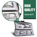 Clear Chrome Headlights with LED DRL for Chevy Silverado/Avalanche (2003–2006)