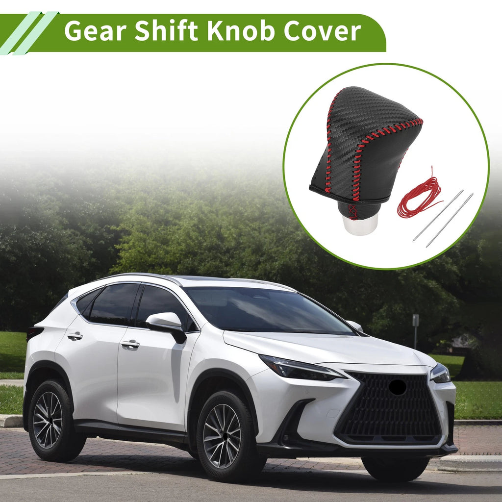 1 Pcs Gear Shift Knob Cover for Lexus ES300h (2018–2023) Black Carbon Fiber Red