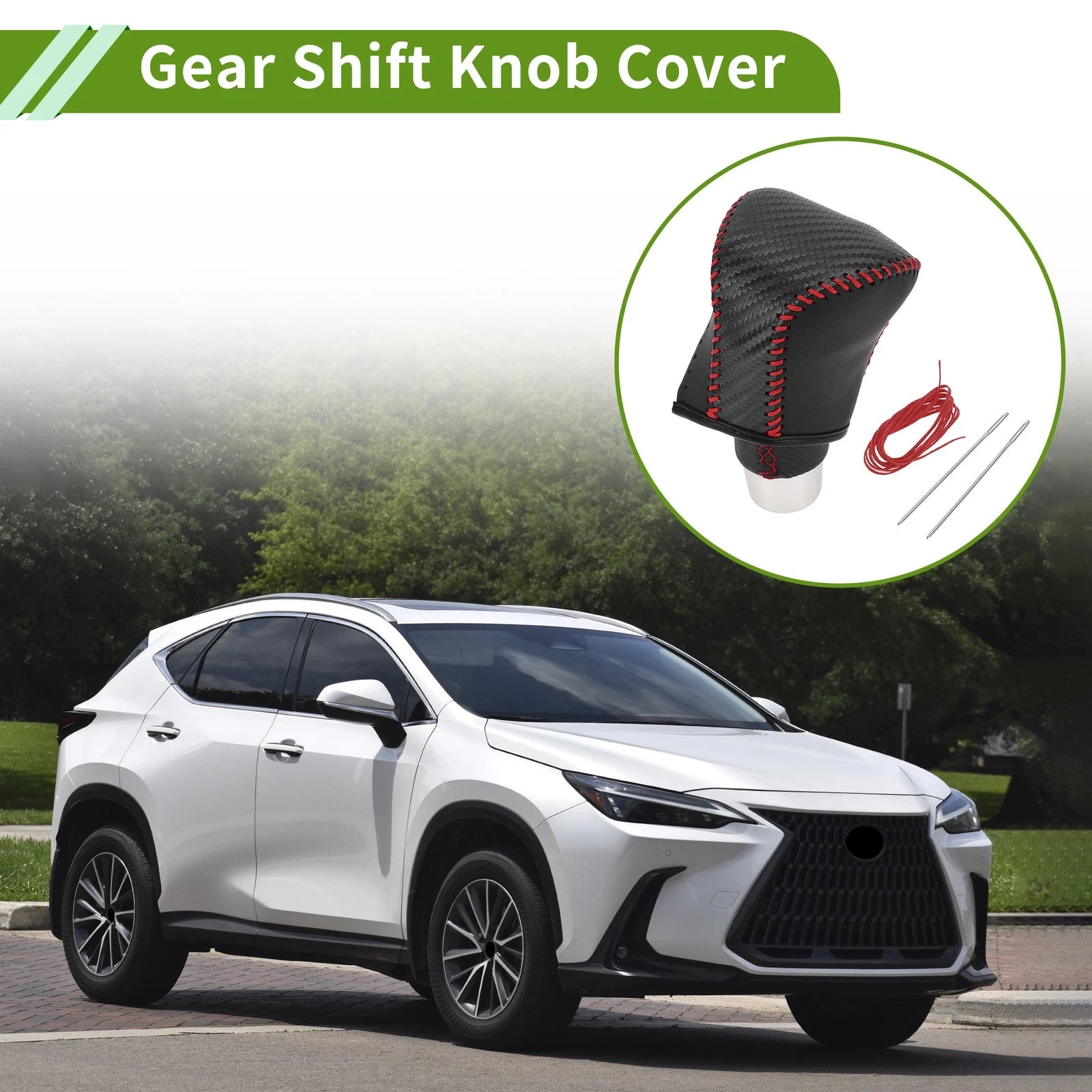 1 Pcs Gear Shift Knob Cover for Lexus ES300h (2018–2023) Black Carbon Fiber Red