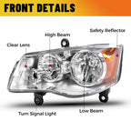 Driver Headlights for Dodge Grand Caravan (2011–2020) & Chrysler Town & Country (2008–2016)
