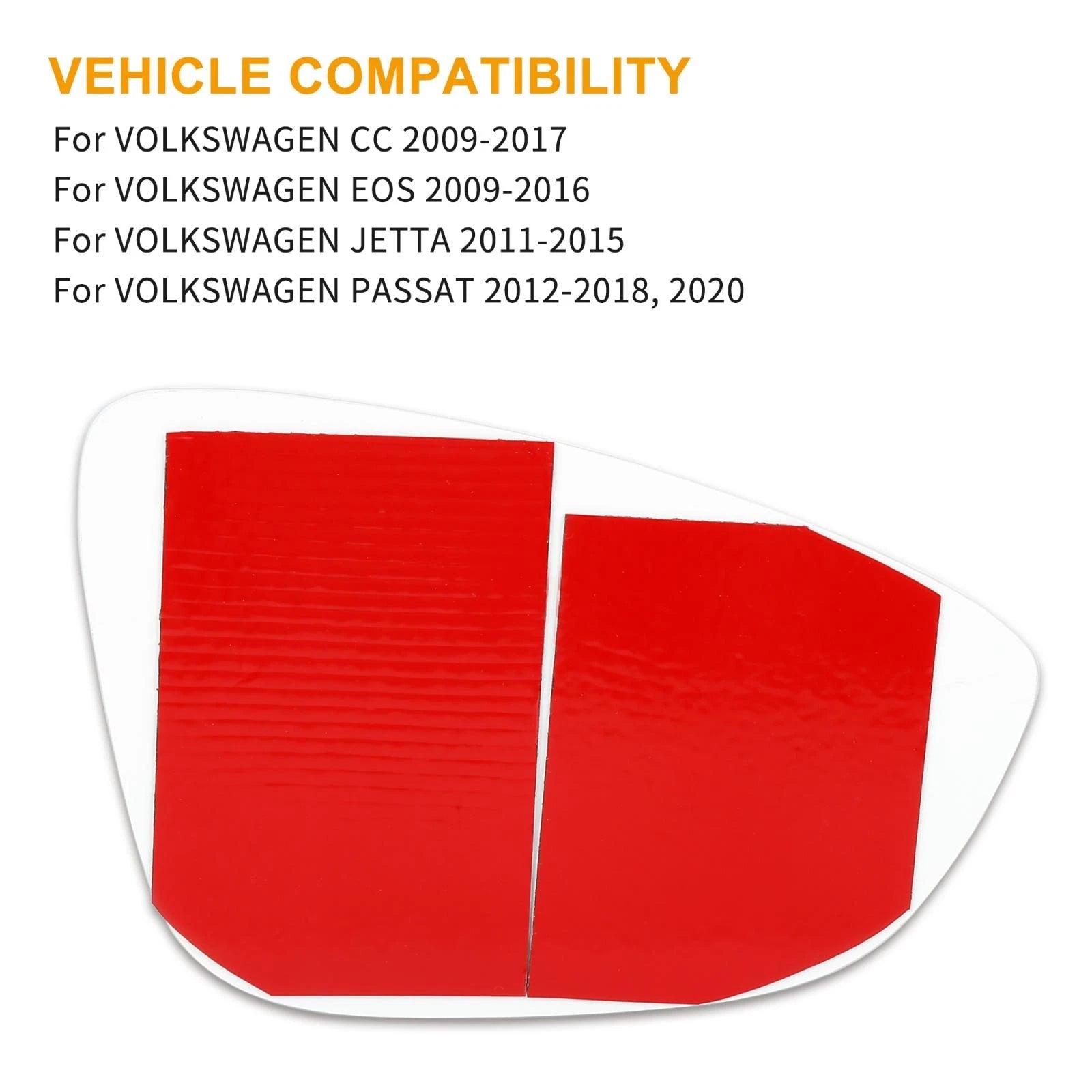 Mirror Glass Left Driver Side for Volkswagen CC (2009–2017)