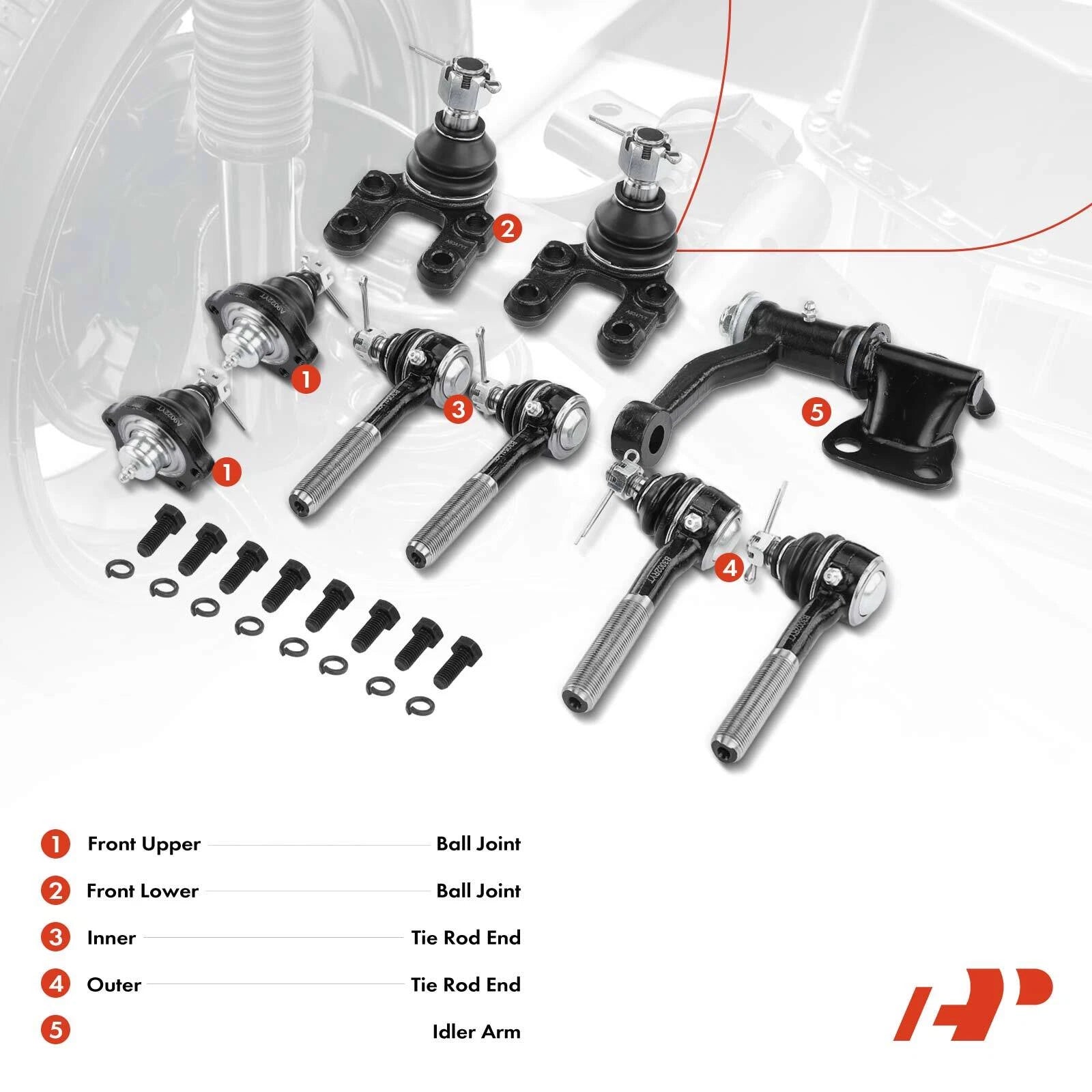 9x Inner & Outer Tie Rod Idler Arm for Nissan Pathfinder (1987–1992)
