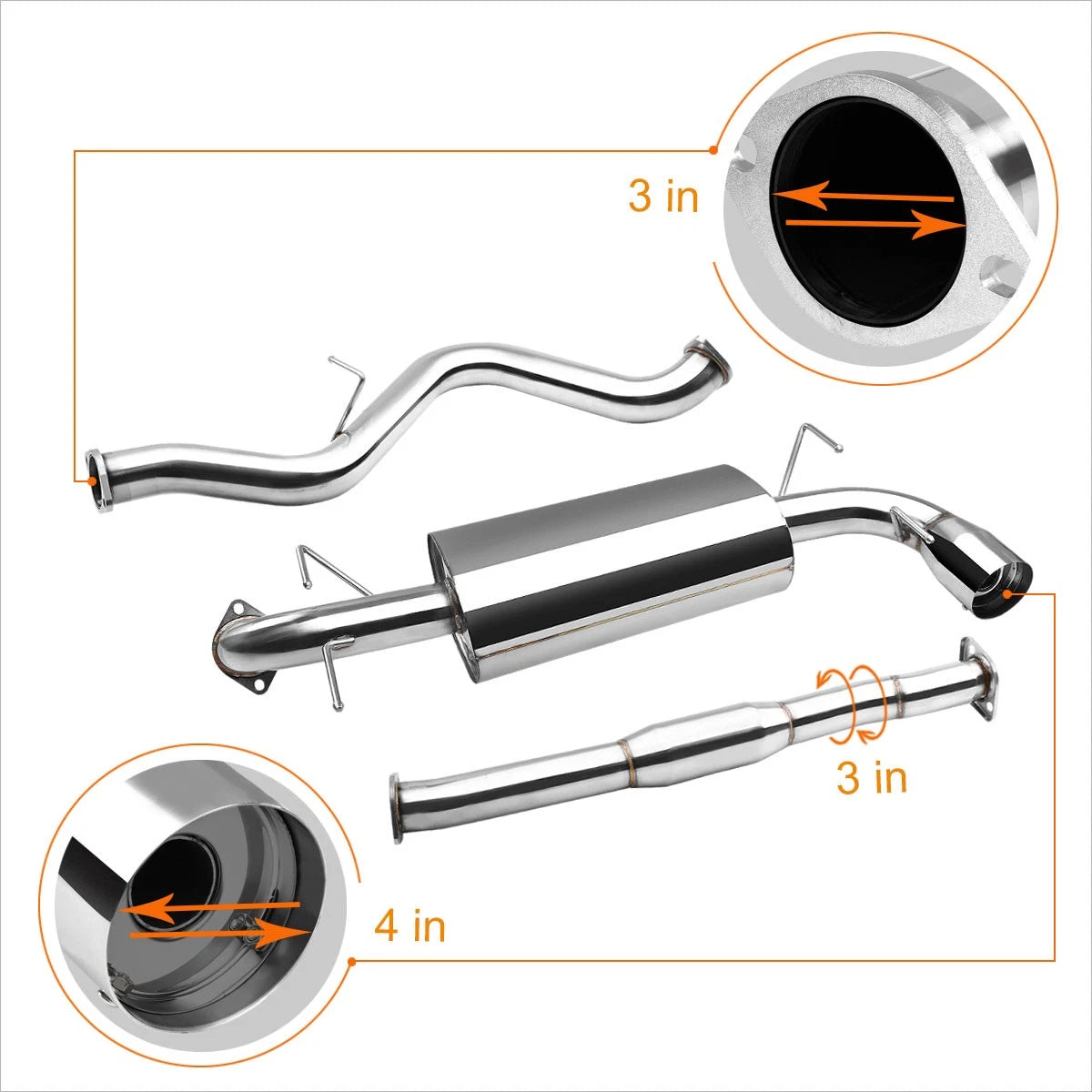 4" Tip Muffler Catback Exhaust System for Subaru Impreza WRX (2008–2014)