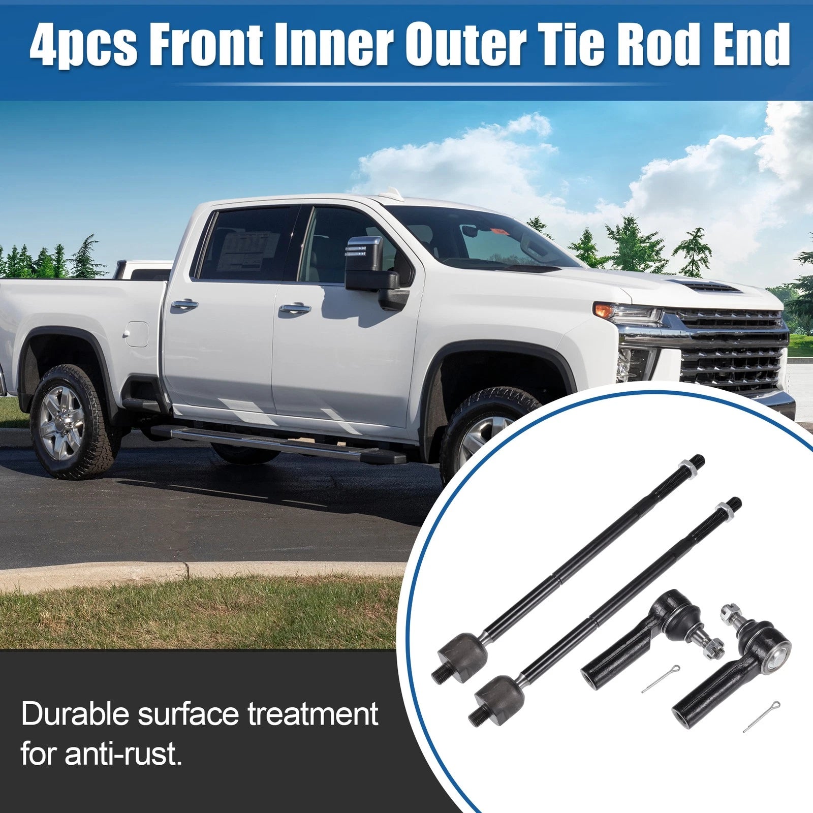 Set of 4 Front Inner Outer Tie Rod End Links for Ford Escape (2009–2012)