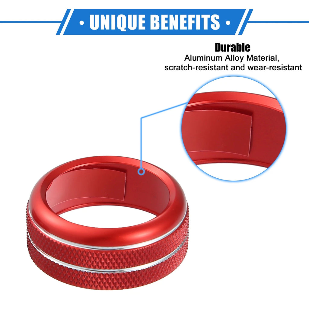 3 Pcs AC Climate Control Knob Rings for Chevrolet Corvette C6 (2005–2013) Red