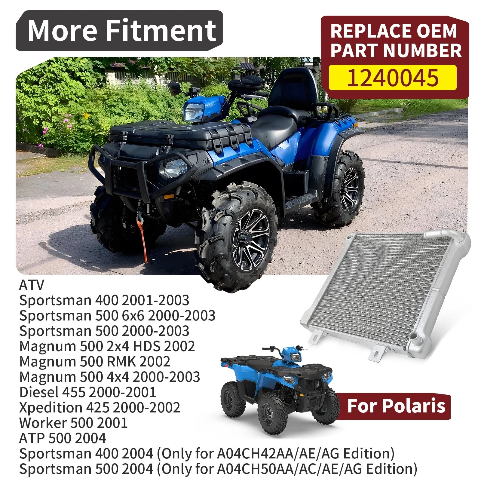 Aluminum Radiator for Polaris Sportsman 400 500 (2000–2004) 1240045