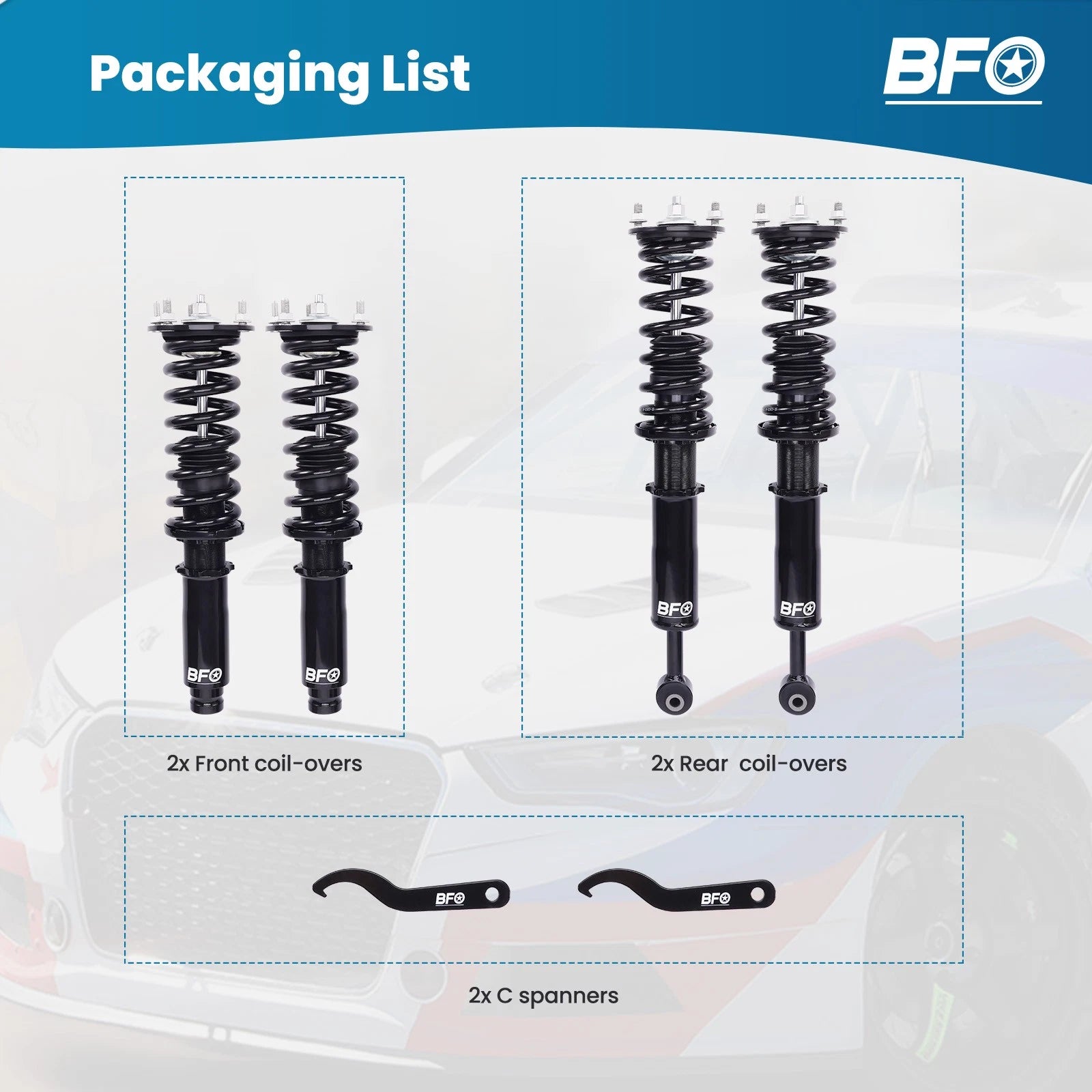 Coilover Struts for Honda Accord (1998–2002) & Acura TL/CL (2001–2003)