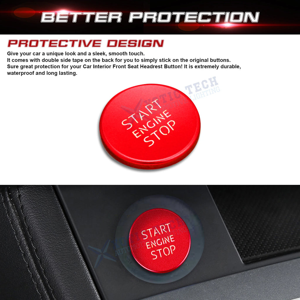 Red Alloy Start/Stop Button Switch Overlay Cover for Audi A4-A6 (2017-2020)