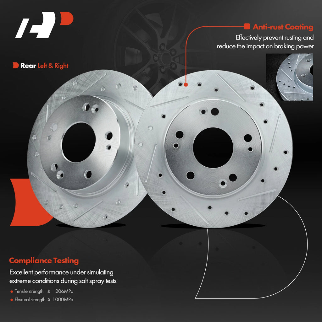 Rear Side Drilled Brake Rotors for Honda Civic (2006–2015) Acura ILX CSX