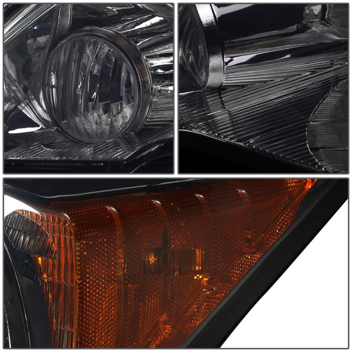 Set of 2 Smoked Amber Headlights for Honda CR-V (2007–2011)