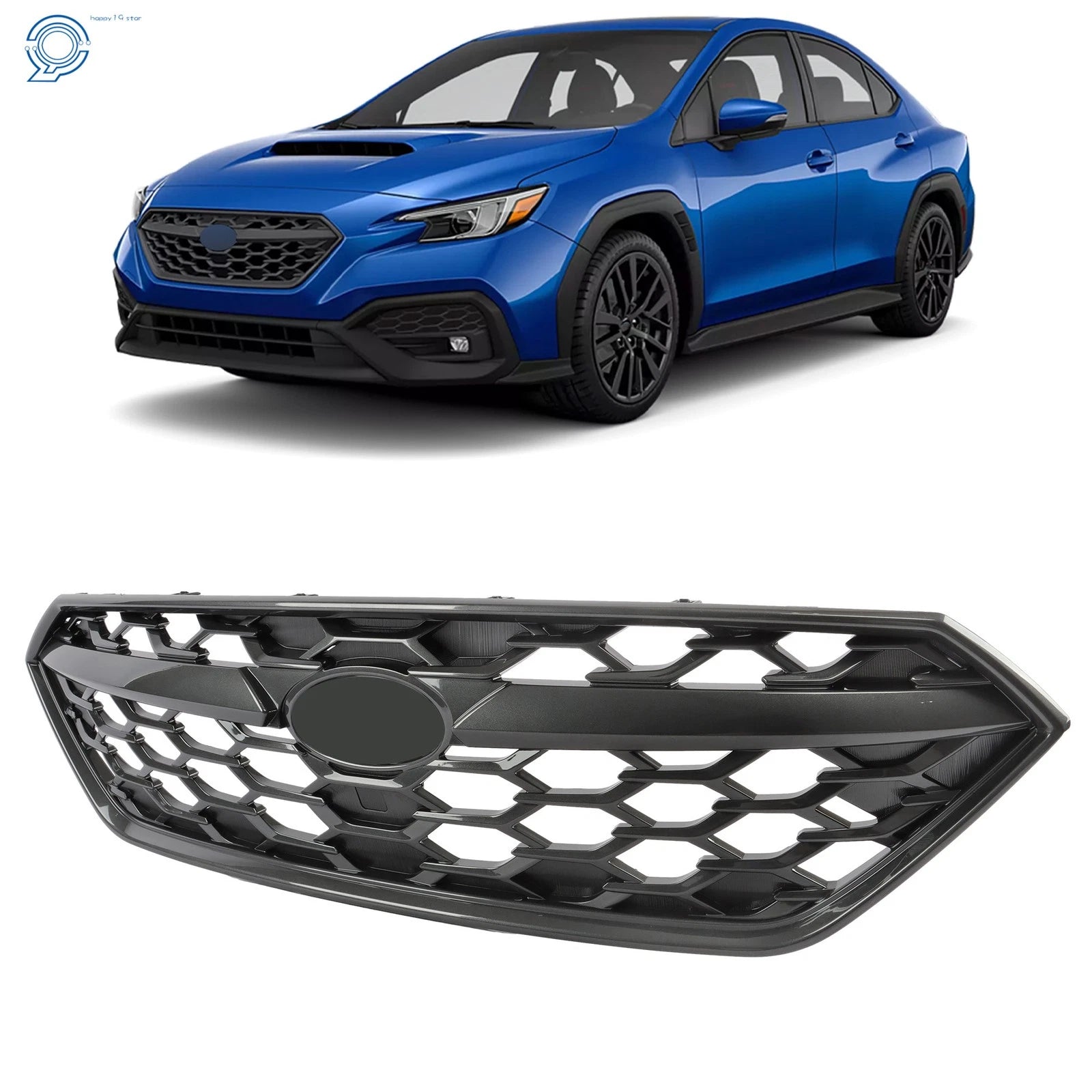 Front Bumper Upper Grille for Subaru WRX (2022–2024) Dark Gray Plastic