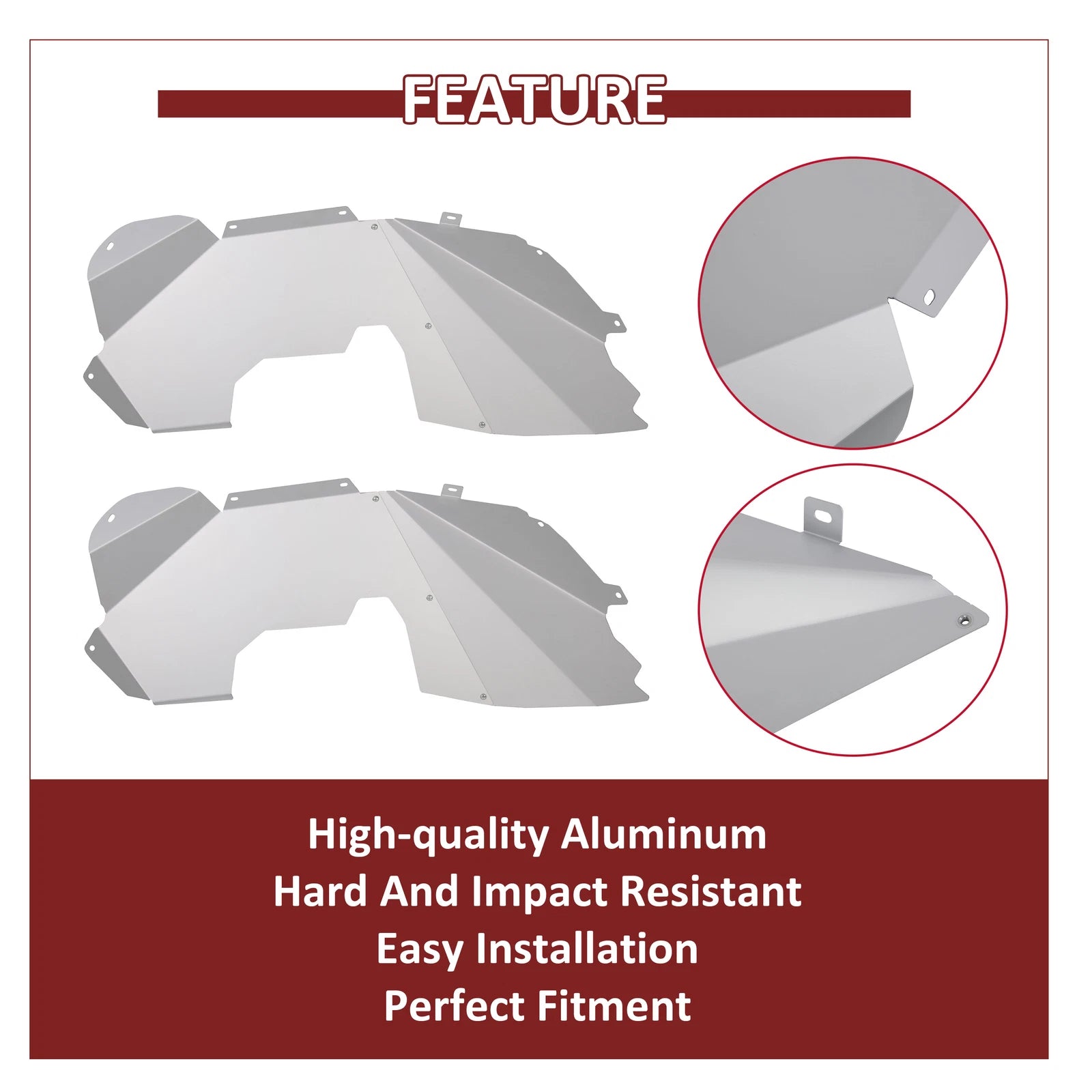 Front Solid Aluminum Inner Fender Liners Kit for Jeep Wrangler JK (2007–2018)