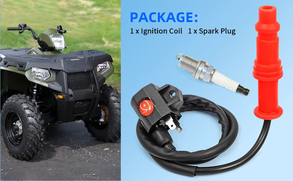 Ignition Coil & Spark Plug for Polaris Ranger 400 500 (2006–2010)