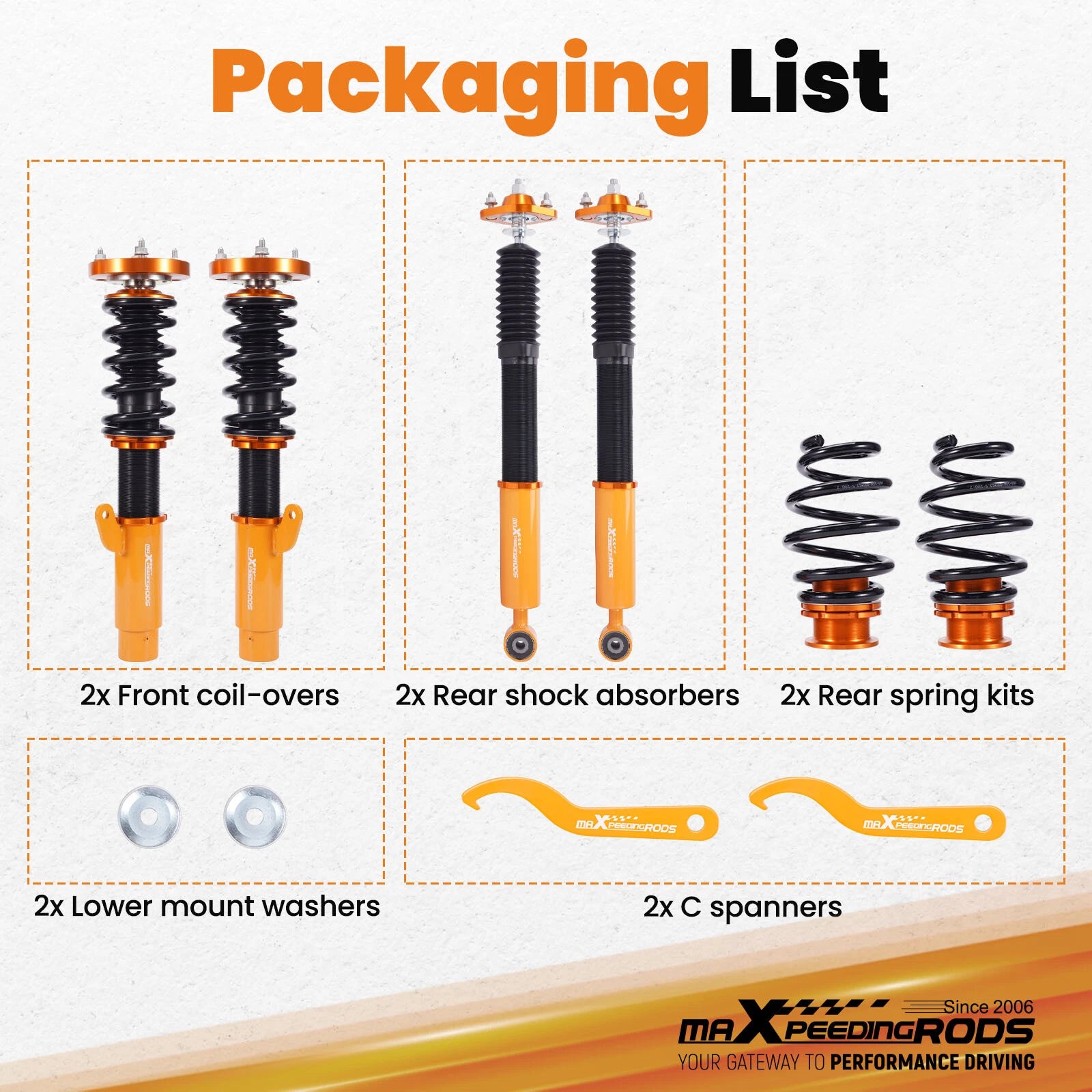 Coilovers for BMW E46 3 Series 320i 323i 323Ci 325i (1998–2006)
