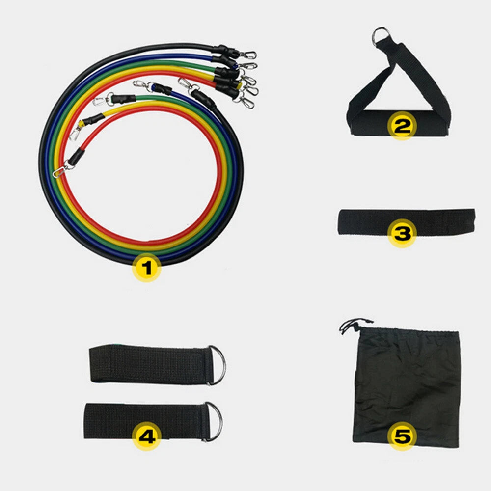 11PCS Resistance Bands Set for Yoga Pilates Fitness (Not Applicable)