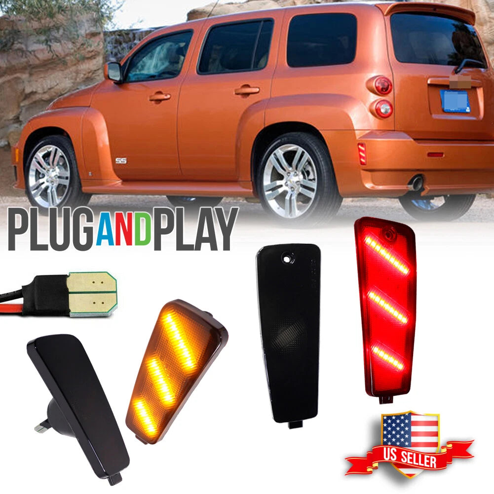Set of 4 Smoked LED Bumper Side Marker Lights for Chevrolet HHR (2006–2011)