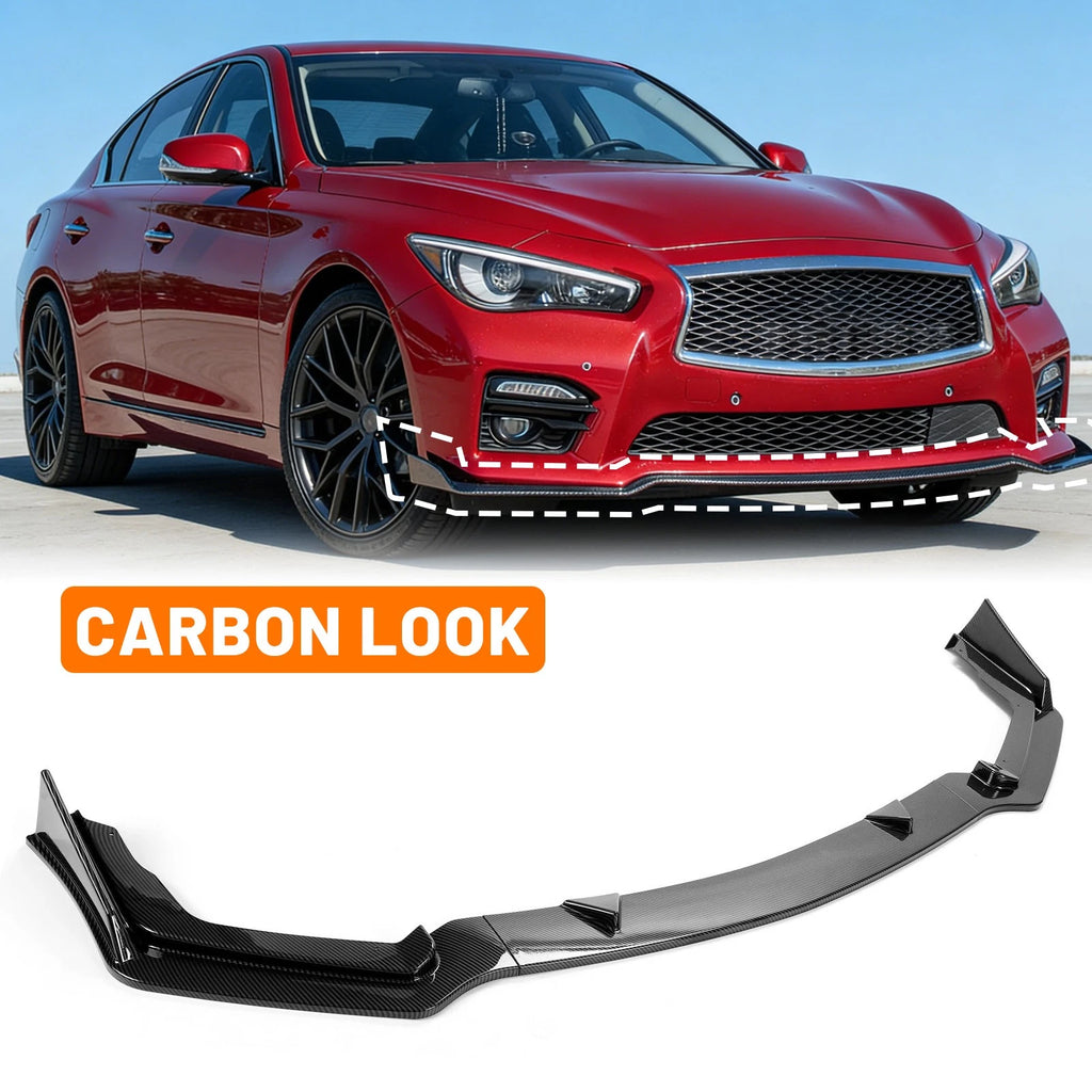 Front Bumper Lip Splitter for Infiniti Q50 Sport (2014–2017) Carbon Fiber Style