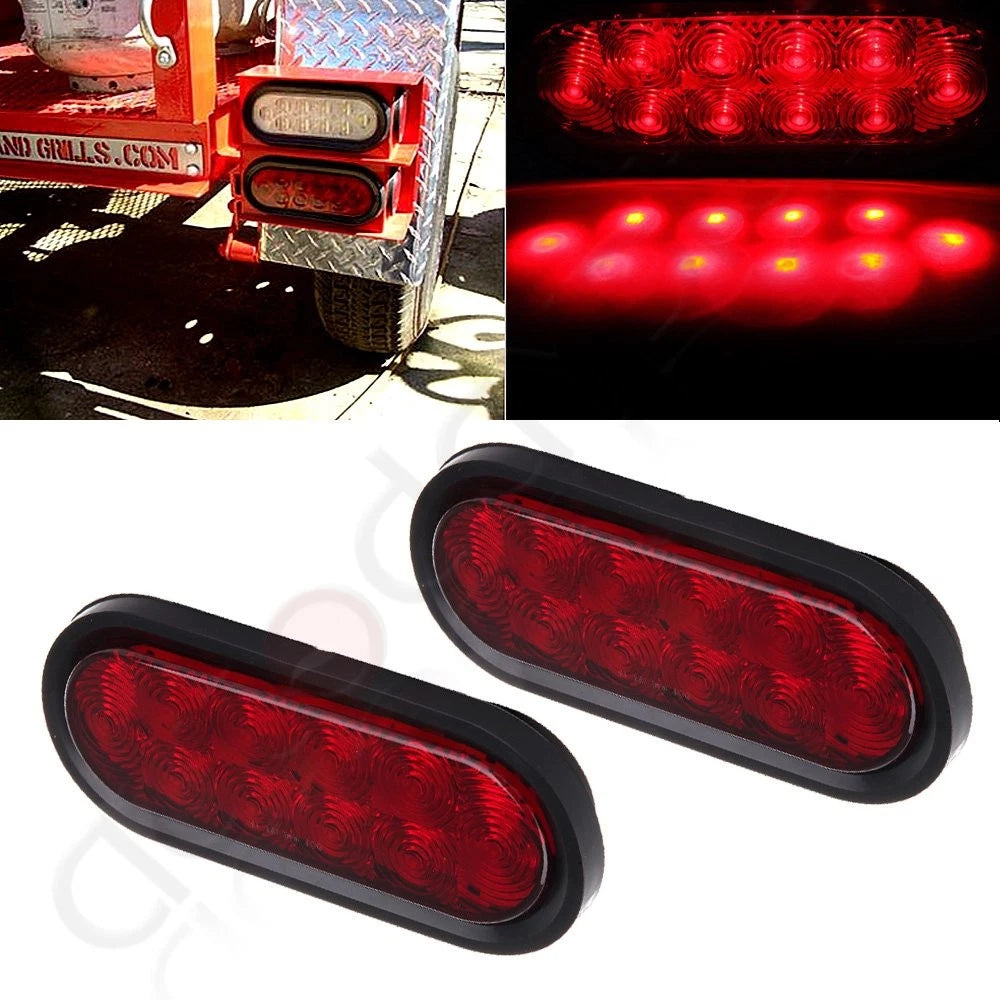 2X 6" Oval LED Tail Stop Signal Side Marker Light for Trailer Truck