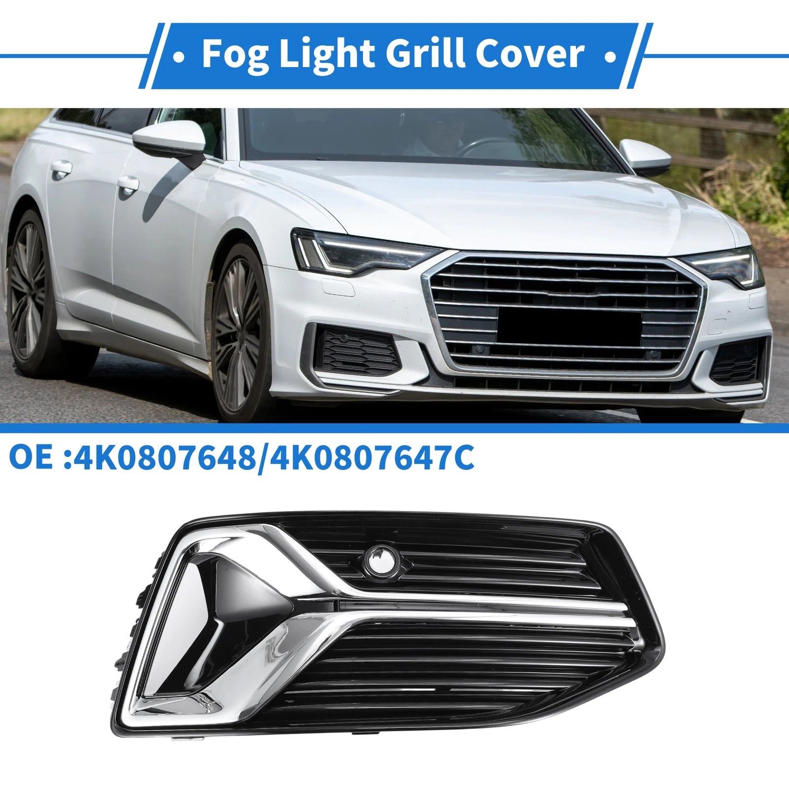 1 Pc Fog Light Grill for Audi A6 (2019–2023) No. 4K0807648