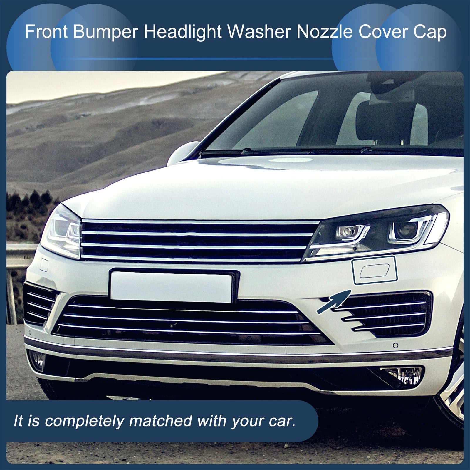 Front Left Washer Nozzle Cover Cap for Volkswagen Touareg 7L MK1 (2002–2006) Black