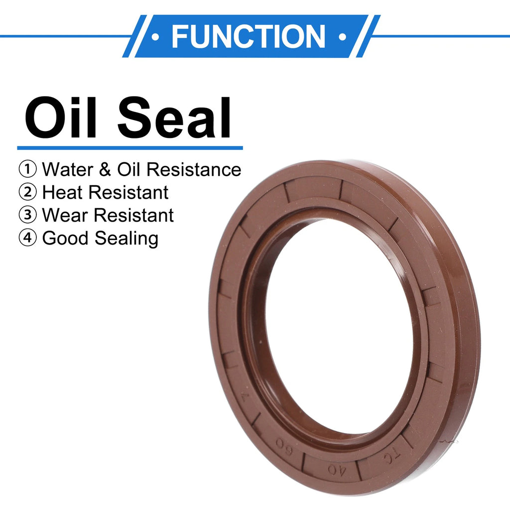 2X Oil Seal Rotary Shaft Seal FKM Rubber 40x60x7mm  